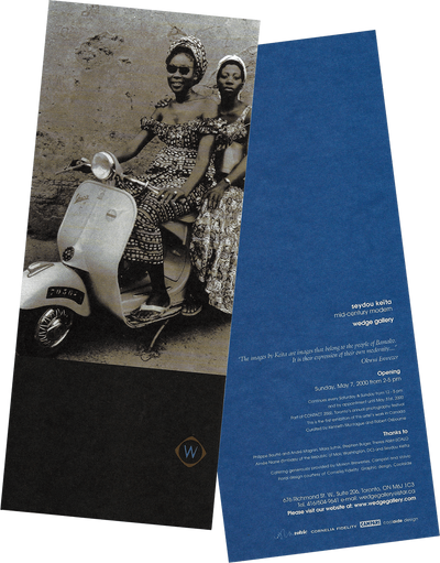Front and back scan of Seydou Keita: Mid Century Monday exhibition invitation card from 2000