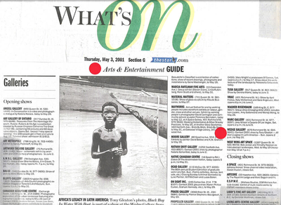 Colour scan of The Toronto Star "What's On" section, Thursday, May 3, 2001