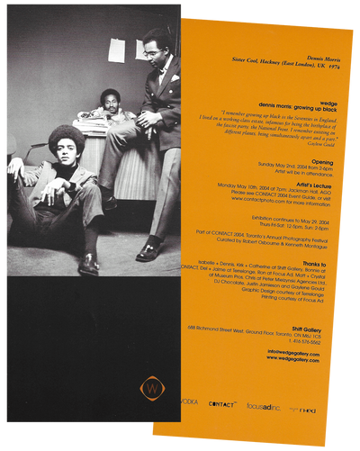 Front and back scan of Jamel Shabazz: Back in the Days exhibition invite card from 2003