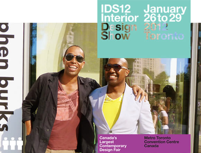 Wedge Curatorial Projects director Kenneth Montague with artist and designer Stephen Burks on 2012 Toronto Interior Design Show promotional material