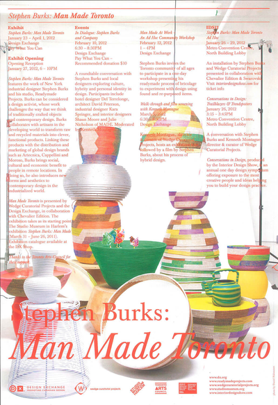 Scan of Stephen Burks: Man Made Toronto exhibition invitation card from 2012.